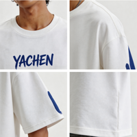 T-shirts personnalisés 300 GSM coupe boxy, T-shirts streetwear surdimensionnés épais, T-shirts imprimés en coton pour hommes à épaules tombantes avec sérigraphie