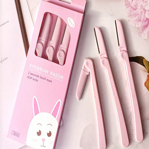 Rasoir et tondeuse à sourcils pliables portables en ABS, ensemble de 3 pièces avec protection de sécurité en maille pour les soins personnels et le maquillage - Product Image 1