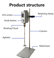 Agitador de Techo al por Mayor AM100W-O, Fabricado en China, OEM, 20L, Acero Inoxidable 316L, Mezclador Electrónico de Velocidad Constante, Certificado CE, Suministro Global