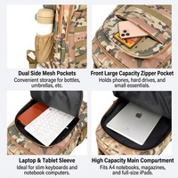Ransel Taktis Kamuflase Kapasitas Besar Unisex Tahan Air Bahan Oxford Kain MOLLE Tas Laptop OEM Mochila Camuflada
