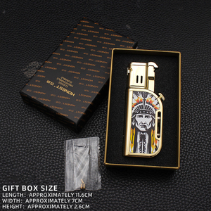 Trung thực shuangren 1 hiện đại Windproof mở ngọn lửa nhẹ hơn một cú nhấp chuột chuyển đổi kép ngọn lửa kim loại xì gà khoan butan nhiên liệu bán buôn - Product Image 5