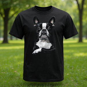 T-shirt Boston Terrier Dog noir unisexe taille adulte moyenne - Product Image 3