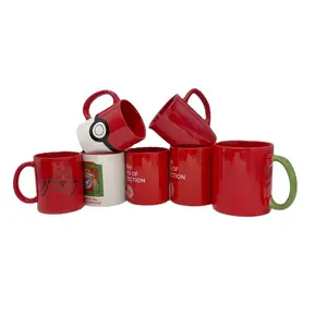 Tazze in ceramica di colore all'ingrosso tazza da caffè rossa tazza con Logo a forma personalizzata