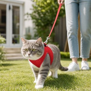 Harnais et laisse anti-évasion en maille respirante pour chats – Confortables, ajustables, personnalisables avec logo – Idéaux pour la promenade - Product Image 1