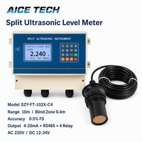 SZY-FT-102X-C4 Sonde de niveau de liquide ultrasonique économique de type split, portée 0-10 m, sortie 4-20mA, RS485 Modbus RTU, affichage LCD, IP65