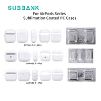 Moule de sublimation 3D Subbank personnalisé pour Airpods Pro, lot de 4 coques en aluminium, outil de chauffage rectangulaire moderne, technique de moulage par injection
