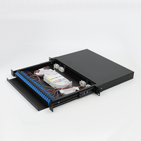 Caja Terminal de Fibra Óptica SC Dúplex de 24 Puertos 1U con Cajón Extraíble, Panel de Conexiones ODF de Alta Resistencia para Montaje en Rack para FTTH y Centros de Datos