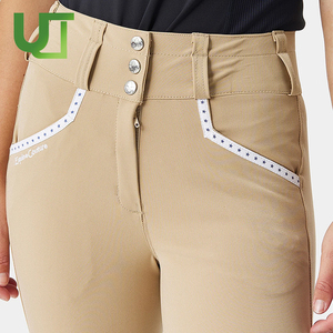 Leggings de equitación con control de cintura alta para mujer, pantalones de montar Beige con bolsillos - Product Image 4