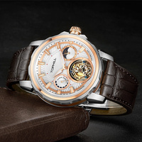 Jam Tangan Tourbillon Baru Dengan Kulit Buaya Asli Desain Klasik Khusus untuk Pria Bisnis Jam Tangan Merek Mewah