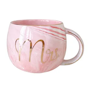 Wholesale ceramic mugs pink marble tasses personalised customizable coffee mug with logo cute marble tea cup mothers day