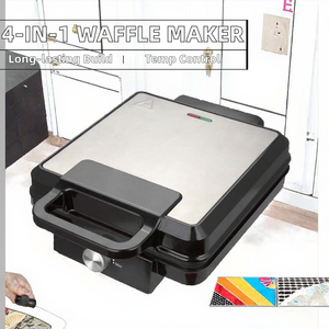 Mini <span class=keywords><strong>gaufrier</strong></span> électrique multifonctionnel en acier inoxydable avec thermostat réglable, appareil domestique à quatre grilles pour sandwichs - Product Image 5