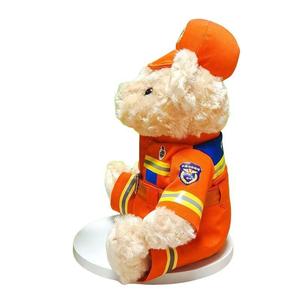 Peluche ours pompier avec uniforme orange et logo 119 personnalisable, cadeau pour enfants - Product Image 2