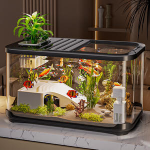 Acuario rectangular de plástico transparente Zy01, tanque grande de escritorio para tortugas y peces con diseño ecológico. - Product Image 2
