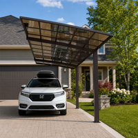 Abri de voiture en aluminium avec toit arqué incliné et panneaux en polycarbonate |   Abri pour voiture simple ou double pour allée de maison, jardin, villa