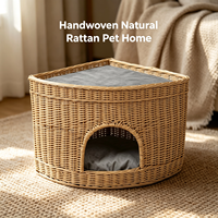 Großhandel Natürliches Rattan-Haustierhaus Handgewebtes Weiden-Katzenbett Luxuriöse Katzenmöbel OEM ODM Maßgeschneidertes Design