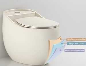 Toilette monobloc en céramique de style moderne crème, forme œuf, double chasse d'eau, siphon en S, <span class=keywords><strong>pour</strong></span> petite salle de bain domestique - Product Image 4