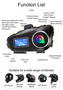 Sistema de Intercomunicación para Casco de Motocicleta Q58 Max con Pantalla LCD, Iluminación LED, Cancelación de Ruido, Batería de 1000 mAh, Material ABS - Product Image 5