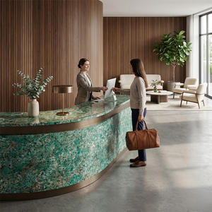 Encimera de Cuarzo de Piedra Artificial Exótica Color Verde Mar, Fabricada por el Fabricante Original, para Isla de Cocina, Tocador, Banco - Product Image 5