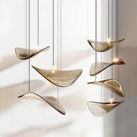 Lampe suspendue en verre minimaliste scandinave blanc chaud, hauteur réglable, LED, grande taille, pour hall d'hôtel, villa, lustre personnalisé