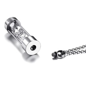 Collar de Joyería con Colgante para Cenizas en Forma de Reloj de Arena de Acero Inoxidable Atemporal con Frasco de Cristal para Perfume Recuerdo Funerario - Product Image 5
