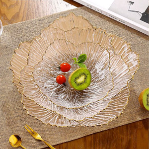 Plateau à fruits en verre en forme de pétale, design minimaliste, haute valeur esthétique, pour <span class=keywords><strong>table</strong></span> basse, en forme de fleur, en cristal perlé, pour collations lors de fêtes et réceptions - Product Image 5