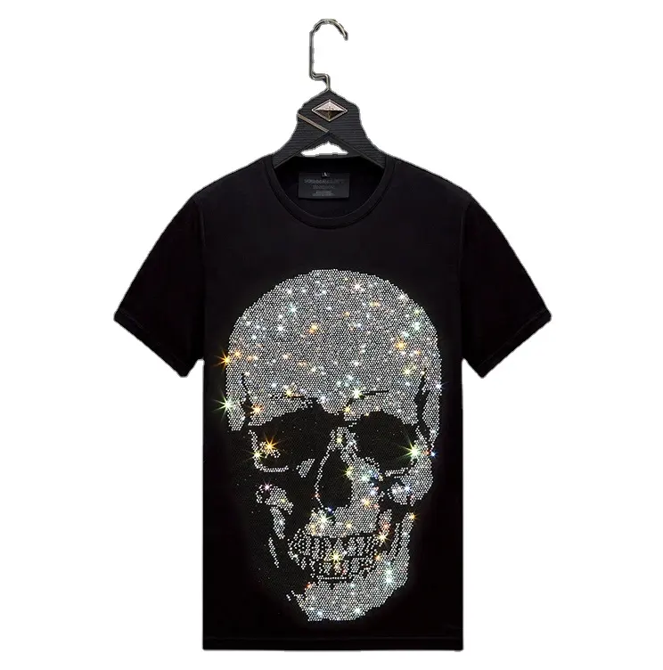 Gratis Monster Snelle Verzending Bling Skull Strass Patroon Hotfix Strass Ontwerp Voor T-Shirt