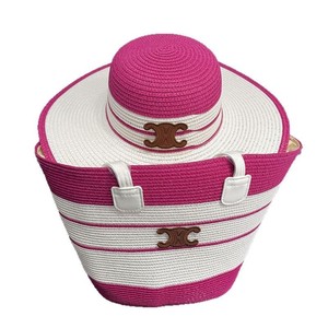 Set Estivo <span class=keywords><strong>Borsa</strong></span> in Paglia e Cappello a Tesa Larga a Righe con Chiusura a Cerniera per Commercio Estero Transfrontaliero - Product Image 5