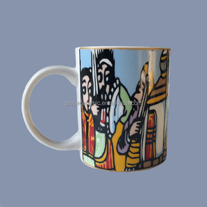 Set de tasses à café Double paroi 11 <span class=keywords><strong>oz</strong></span>, style éthiopien, gobelet en céramique peint à la main, bon marché, collection 2021 - Product Image 3
