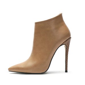 Nuovi Stivaletti a Punta con Tacco Sottile, Taglia Grande, in Pelle di Mucca Stampata, Super Tacco Alto, Sexy, Slim, con Cerniera Laterale, Moda Femminile, Colore <span class=keywords><strong>Nude</strong></span> - Product Image 1