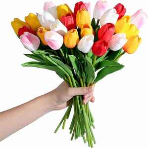 Vente en gros <span class=keywords><strong>prix</strong></span> faux artificiel PU <span class=keywords><strong>tulipe</strong></span> fleur bouquet fausse fleur décorative fleur <span class=keywords><strong>tulipe</strong></span> en vrac pour la décoration de la maison - Product Image 2