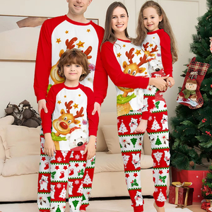 Conjunto de Pijamas con Estampado de Reno y Oso para Dropshipping, Pijamas Suaves para Adultos, Mujeres, Hombres y Familias, Ropa de Dormir Navideña con Logotipo Frontal - Product Image 2