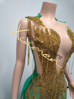 Ocstrade Vestido De Baile De Mulheres Robe De Soirée Robe De Bal Brodé Or Applique Strass Prom Longues Robes Couleur Verte