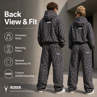 Ensemble de sweat-shirts pour hommes IKDEER, 100% coton, coupe ample, imprimé léopard, pantalon de sport ample à jambes larges