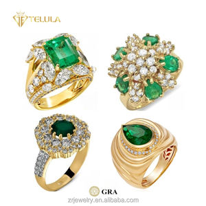 Joyería de Esmeralda de Laboratorio en Oro Sólido 14K - Diseño Personalizado OEM - Servicio <span class=keywords><strong>CAD</strong></span> Gratis - Pedido Mínimo 1 - TELUL - Product Image 1