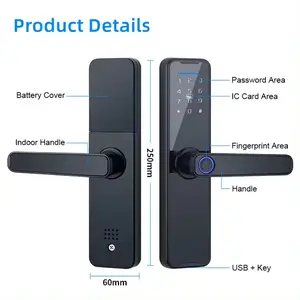 Smartier Tuya Wifi Fingerprint Digital Handle Smart Lock Security Electronic Biometric Door Lock For Apartment Home Room Lock