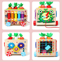 6 en 1 Montessori Education Wood Activity Cube Jouets éducatifs pour les tout-petits avec Xylophone Carrot Harvest