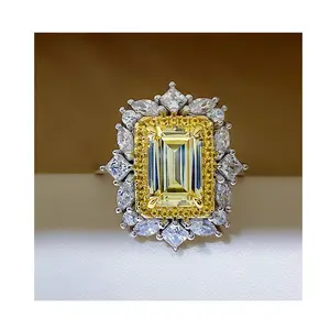 महिलाओं मिठाइयां ठीक गहने के छल्ले स्टर्लिंग चांदी 925 सफेद सोना मढ़वाया घन जिक्रोन लक्जरी डिजाइन उंगली की अंगूठी