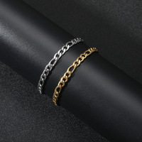 Usine Vente Chaude Style Pvd 18k Or Argent Couleur Hip Hop En Acier Inoxydable 5mm Largeur Trois Long et Un Court Bracelet Chaîne Cubaine