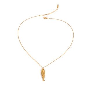 Collar con Colgante de Pez Koi en Acero Inoxidable Chapado en Oro de 18k, Diseño del Zodiaco Animal, Joyería para Uso Diario - Product Image 1