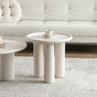 Table basse ronde de style nordique, couleur crème, table d'angle pour salon