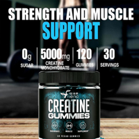 Gummies de Créatine Monohydrate Or Marque Blanche 5000mg – Complément Pré-entraînement Sportif pour la Croissance Musculaire et l'Énergie