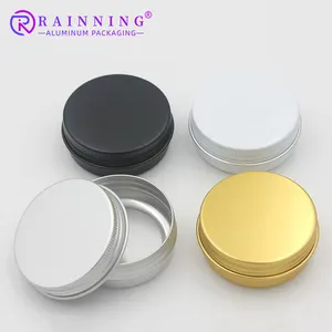 RTS 1oz 30ml Twist Top Cosmetic Jar Luxury Round Silver Black Gold Metal Face Eye Cream Lip Balm Aluminum Tin Cans Canister