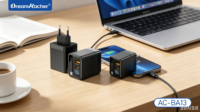 Pengisi Daya Cepat QC 3.0 PD 45W USB-A/Type-C Colokan EU/US Kabel Retractable 5V/3A Laptop Ponsel Kamera Earphone