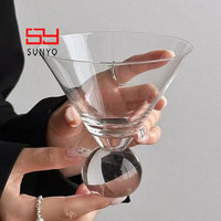 Copa de Martini sin Tallo de Cristal sin Plomo SUNYO de Alta Calidad, Copa Transparente para Cócteles con Base Personalizable