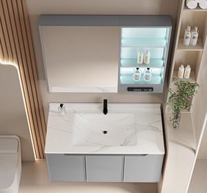 Mueble de Baño Moderno de Gran Capacidad, Resistente al Agua, de Madera Maciza, para Montar en la Pared, con Lavabo de Cerámica, Inteligente - Product Image 5
