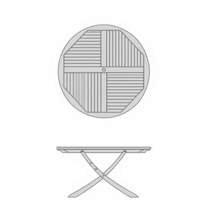 <b>Round</b> Teak Wood Waterproof Foldable Outdoor Dining <b>Table</b> with Rustic Design for Patio and <b>Garden</b> Use - Product Image 3