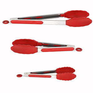 Set di 3 Pinze da Cucina in Silicone <span class=keywords><strong>e</strong></span> Acciaio Inox Resistenti al Calore con Impugnatura Antiscivolo 7/9/12 Pollici per BBQ <span class=keywords><strong>e</strong></span> Grigliate - Product Image 3