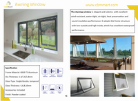 Fenêtres à auvent contemporaines en aluminium et verre CBMMART avec double vitrage Low-E rempli d'argon et surface finie