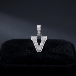 Pendentif Lettre en Argent Sterling 925 Plaqué Or avec Moissanite, Sertissage Griffe Glacée, Breloque Hip Hop, Bijou Unisexe, Cadeau - Product Image 1