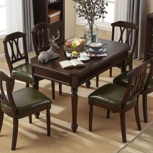 Juego de mesa y sillas de comedor de madera maciza estilo americano, 4 piezas, juego de comedor duradero - Product Image 2